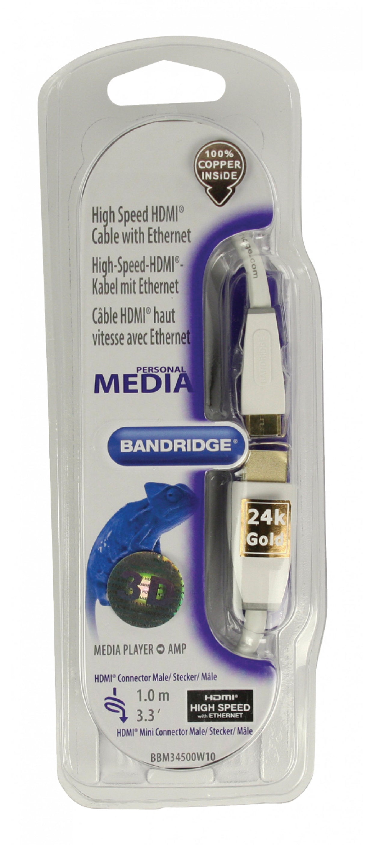 Cable Mini Hdmi de Alta Velocidad con Ethernet 1.00 m Hdmi