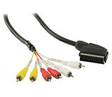 Cable Scart RCA Macho 6 de 2,00 m en Color Negro