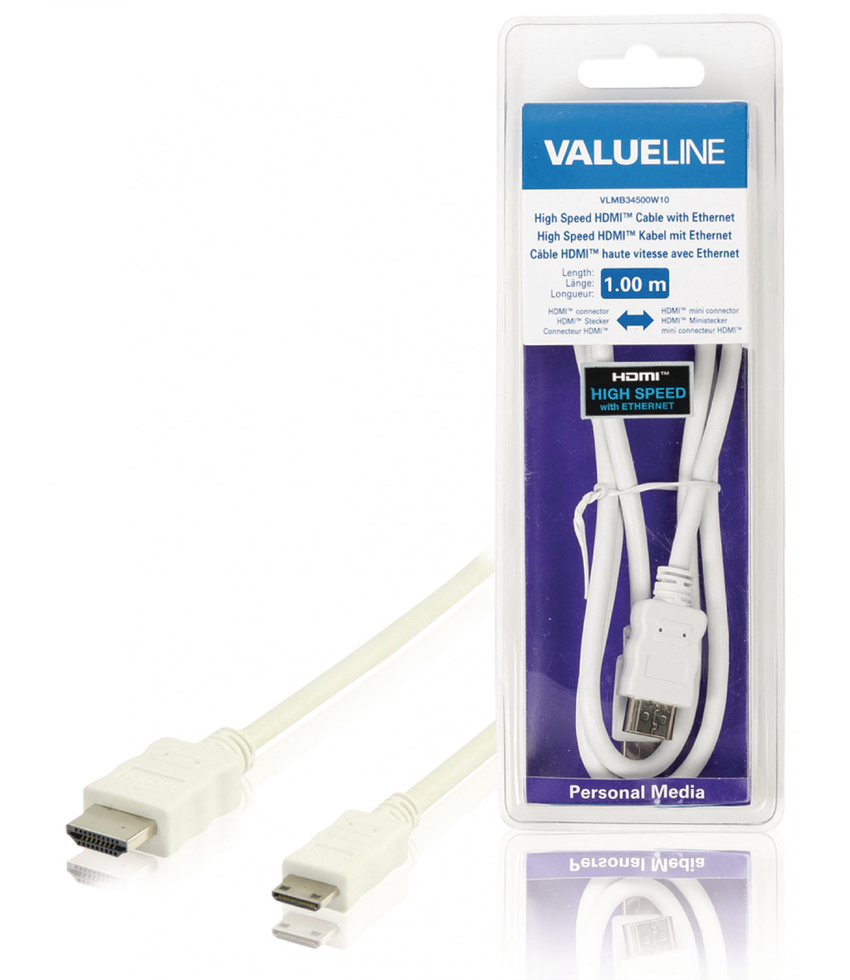 Cable Hdmi de Alta Velocidad con Conector Ethernet - Mini 1.00 m en Color bla