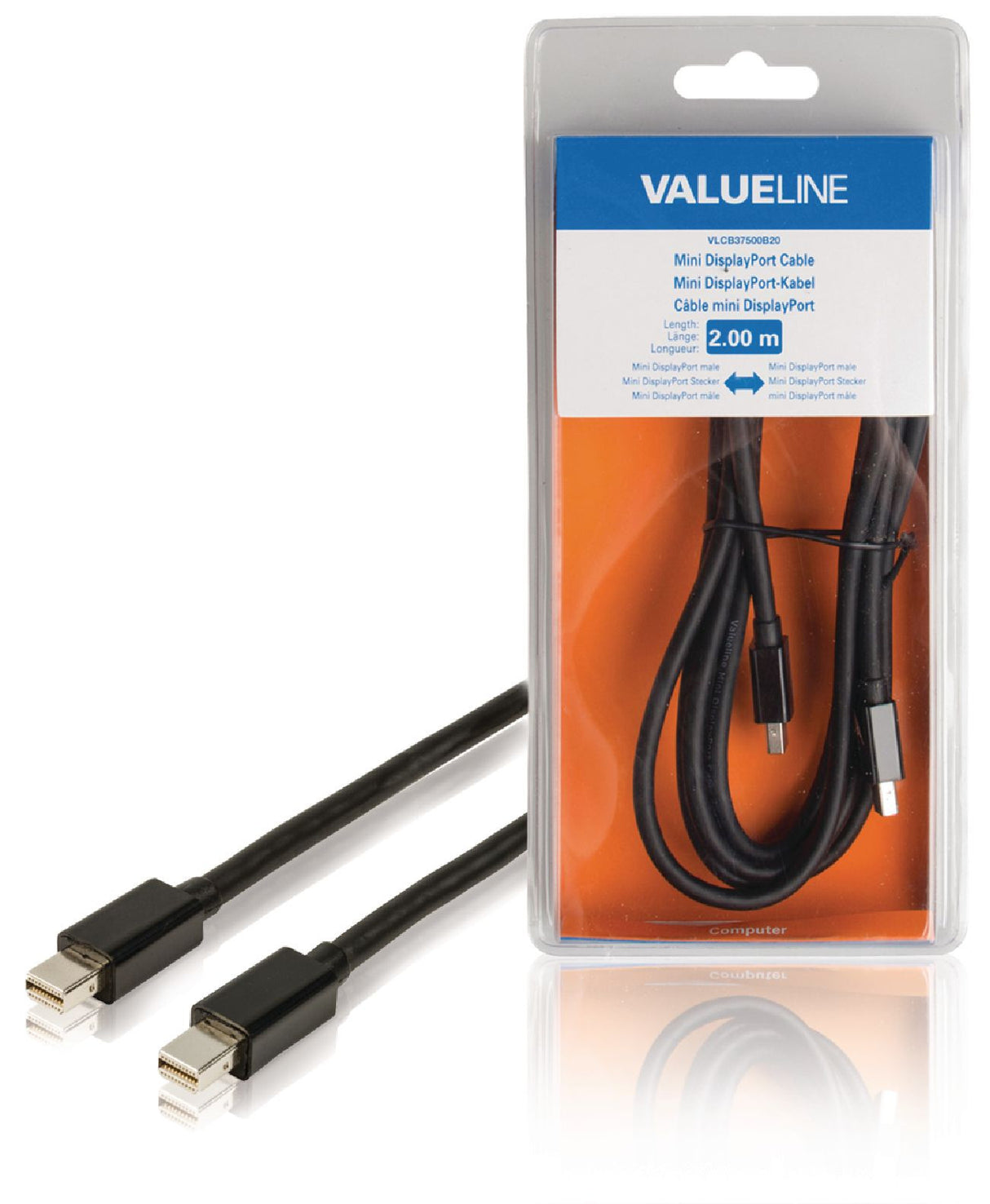 Cable Mini Displayport Macho - de 2,00 m en Color Negro