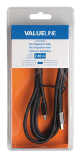 Cable Mini Displayport Macho - de 2,00 m en Color Negro