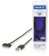 Cable de Sincronización y Carga Para Ipad /Iphone / Ipod, Apple 30-pines - USB 2.0 A Macho, Negro 2,00 m