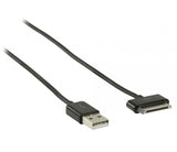 Cable de Sincronización y Carga Para Ipad /Iphone / Ipod, Apple 30-pines - USB 2.0 A Macho, Negro 2,00 m