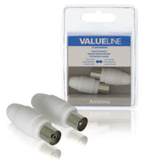 Conector Coaxial Macho + Hembra, 2 uds. en Blanco Antena