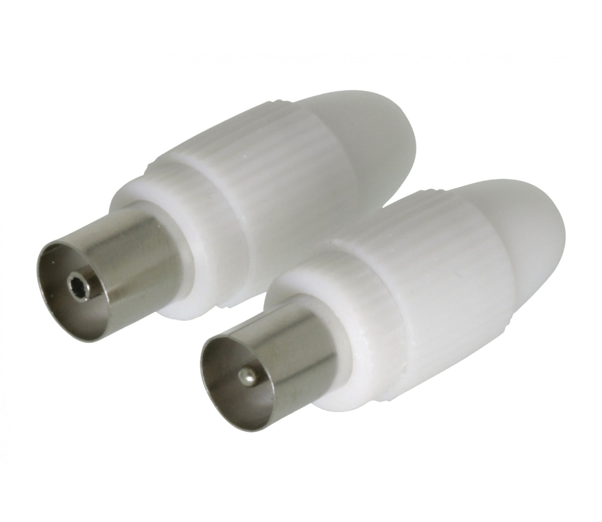 Conector Coaxial Macho + Hembra, 2 uds. en Blanco Antena