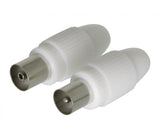 Conector Coaxial Macho + Hembra, 2 uds. en Blanco Antena