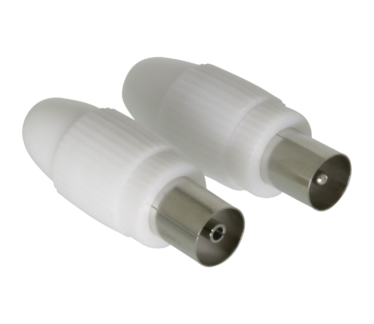 Conector Coaxial Macho + Hembra, 2 uds. en Blanco Antena