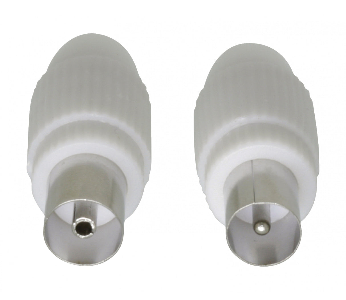 Conector Coaxial Macho + Hembra, 2 uds. en Blanco Antena