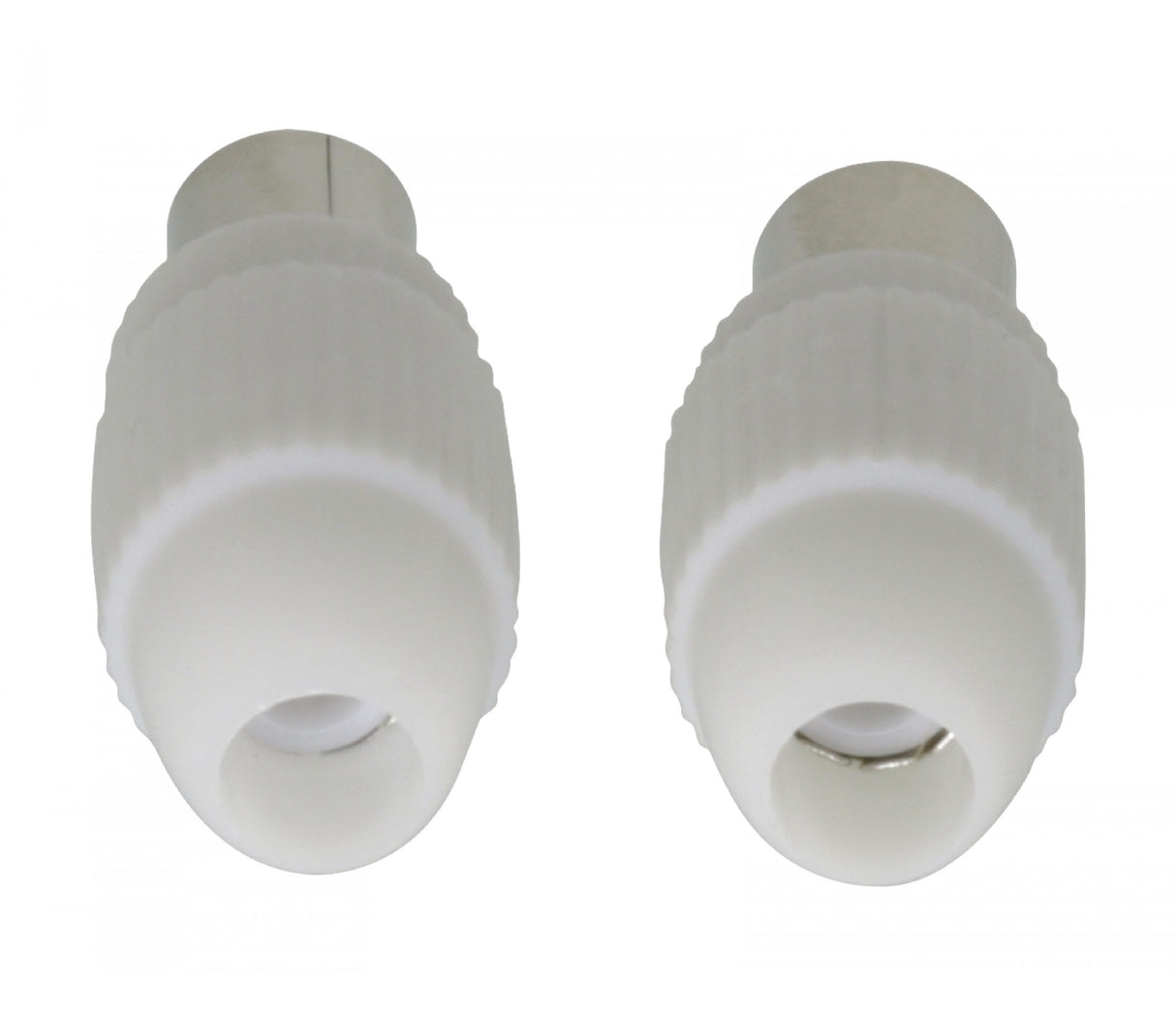 Conector Coaxial Macho + Hembra, 2 uds. en Blanco Antena