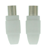 Conector Coaxial Macho + Hembra, 2 uds. en Blanco Antena