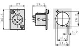 XLR Panel-mount Female Receptacle 3 N/A P Conexión de Soldadura Niquelado Conectores Audio