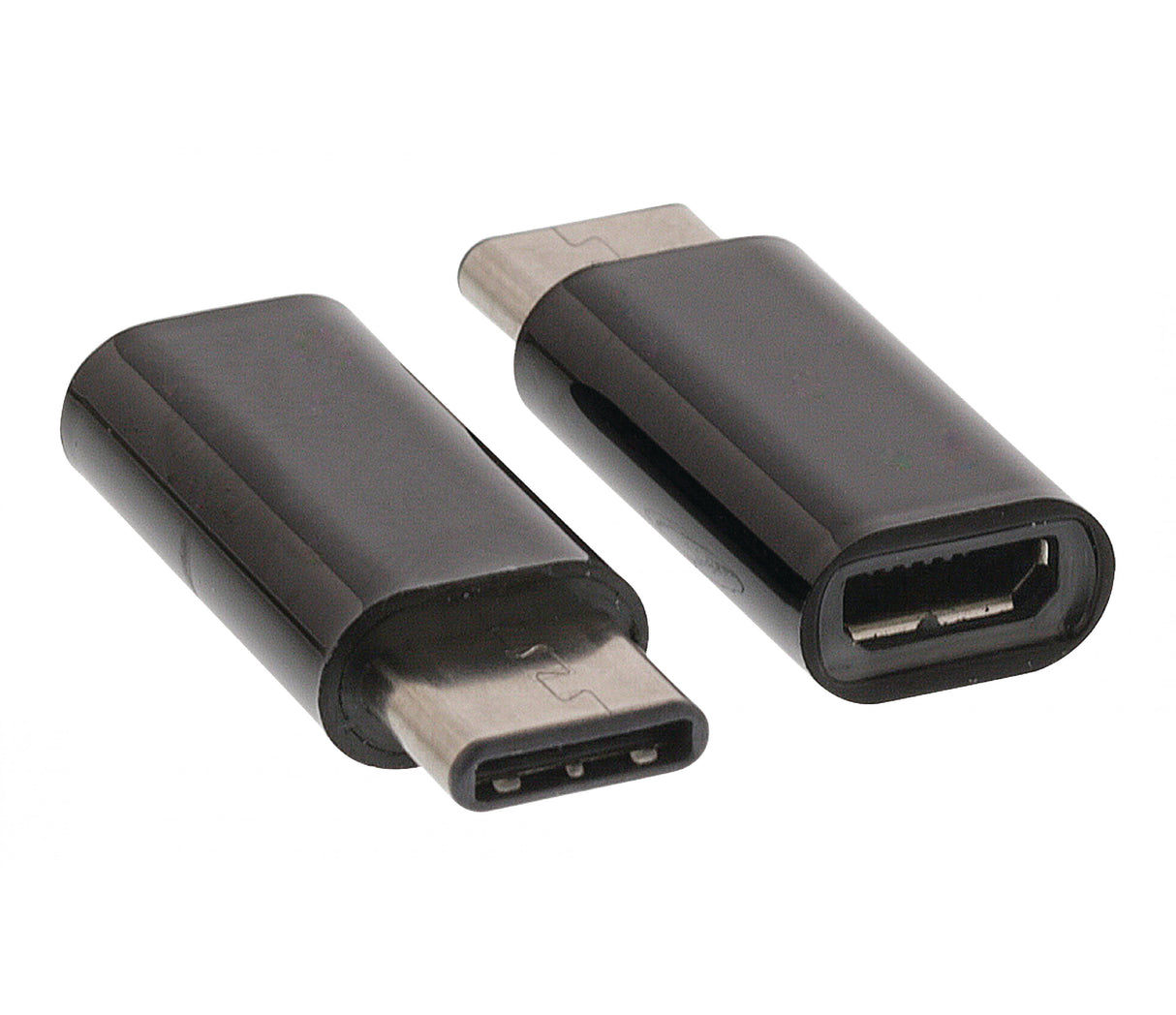 Adaptador USB 2.0 Micro B Hembra - C Macho de 0,15 m en Color Negro Cable