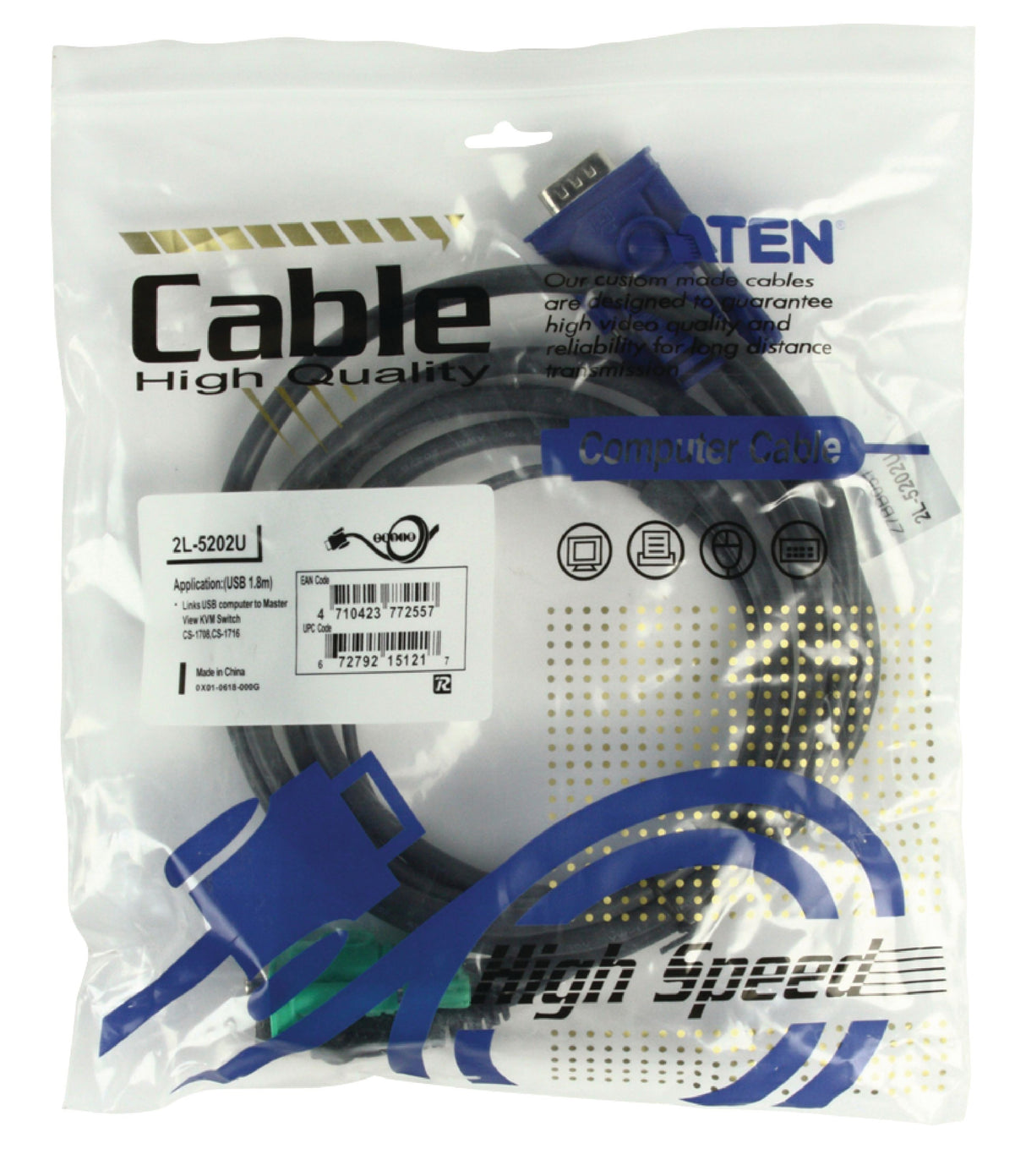 Cable KVM VGA Macho / USB A - Aten Sphd15-g 1.8 m