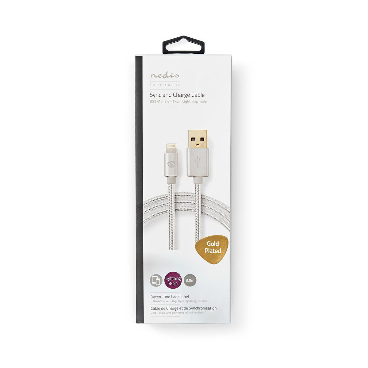 Cable de Carga y Sincronización | Conector Lightning Apple 8 Pines Macho - USB A 3,0 m Aluminio