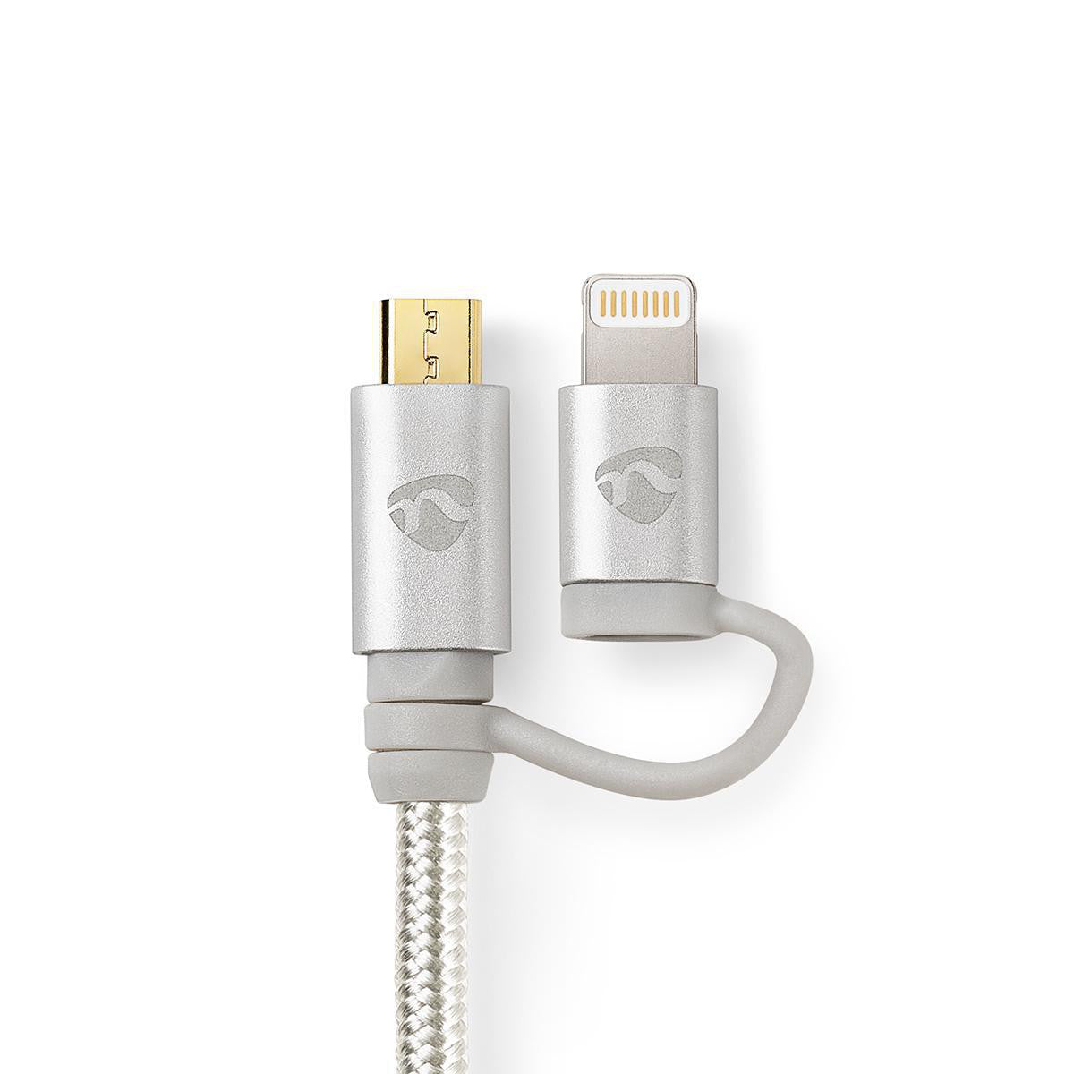 Cable 2 en 1 de Carga y Sincronización | USB Micro B Macho + Conector Lightning Apple 8 Pines - A 1,0 m Aluminio Cables