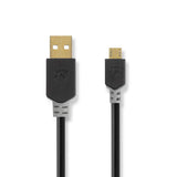 Cable USB 2.0 de USB-A macho a USB Micro-B Macho Chapado en oro de 2.00 m