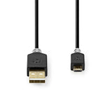 Cable USB 2.0 de USB-A macho a USB Micro-B Macho Chapado en oro de 2.00 m en caja