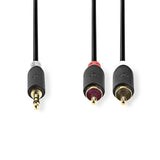 Cable de Audio Estéreo | Macho 3,5 mm - 2x RCA 0,5 m Antracita