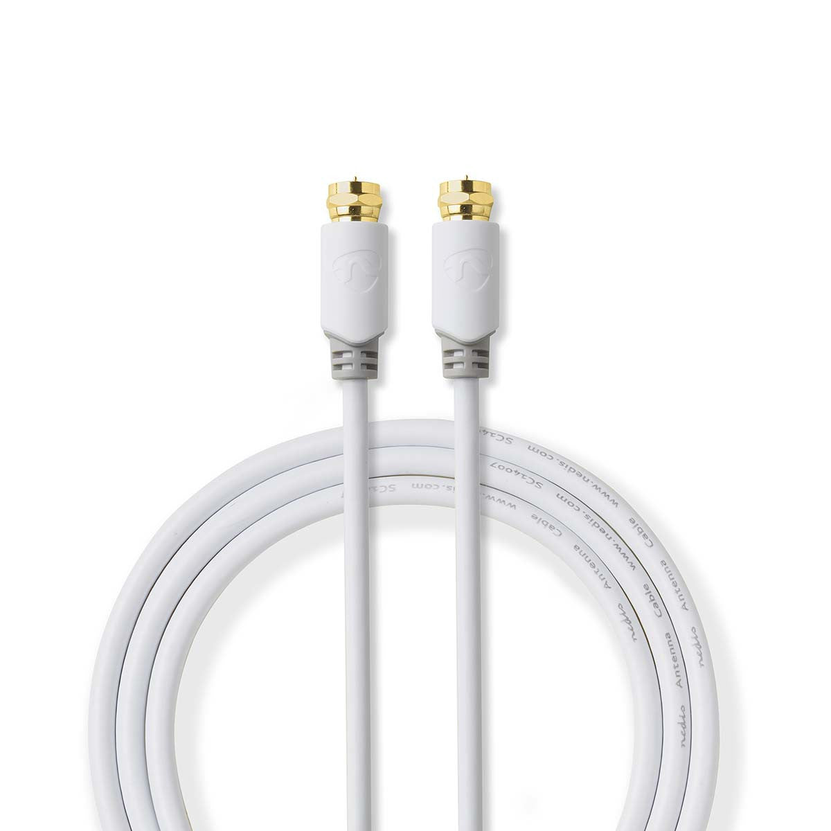 Cable de Satélite y Antena | F Macho - 2,0 m Blanco