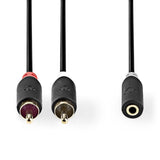 Cable de Audio Estéreo | 2x RCA Macho - Hembra 3,5 mm 0,2 m Antracita Adaptador