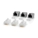 Set de Conectores Red Cat6 UTP | Rj45 Macho - Funda Protectora Independiente Para Conector 10 Unidades Gris