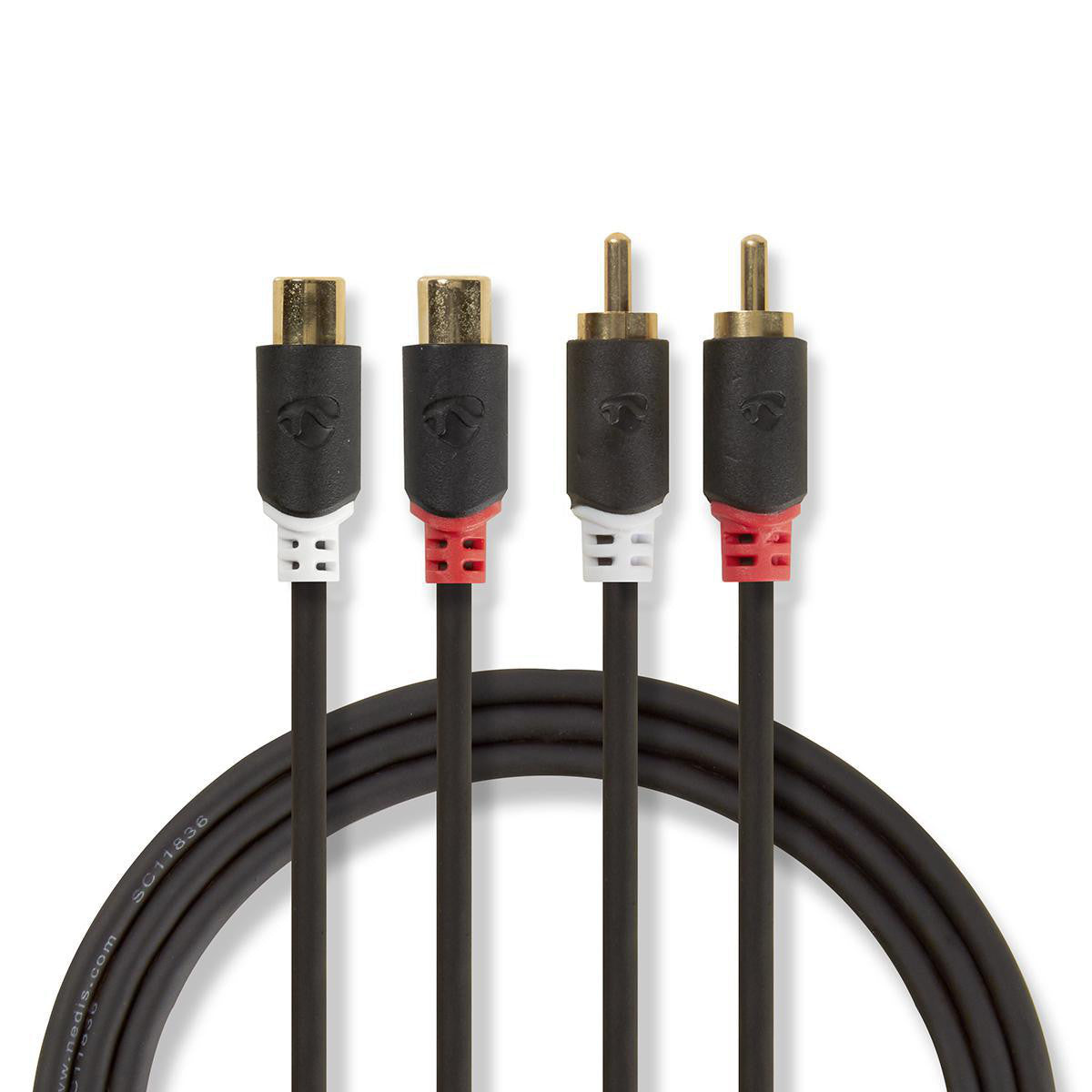 Cable de Audio Estéreo | 2x RCA Macho - Hembra 2,0 m Antracita