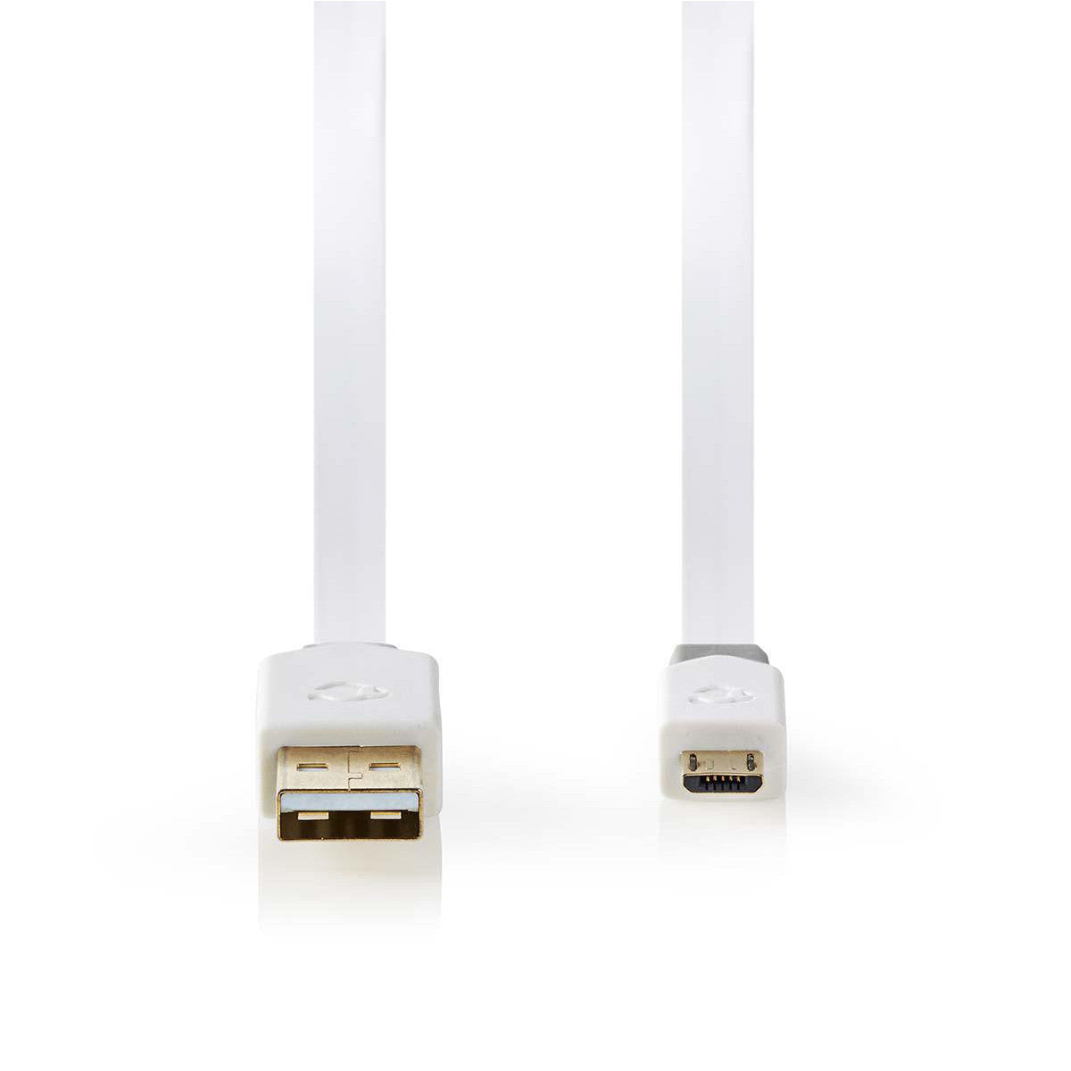 Cable USB 2.0 Plano | A Macho - Micro B 1,0 m Blanco