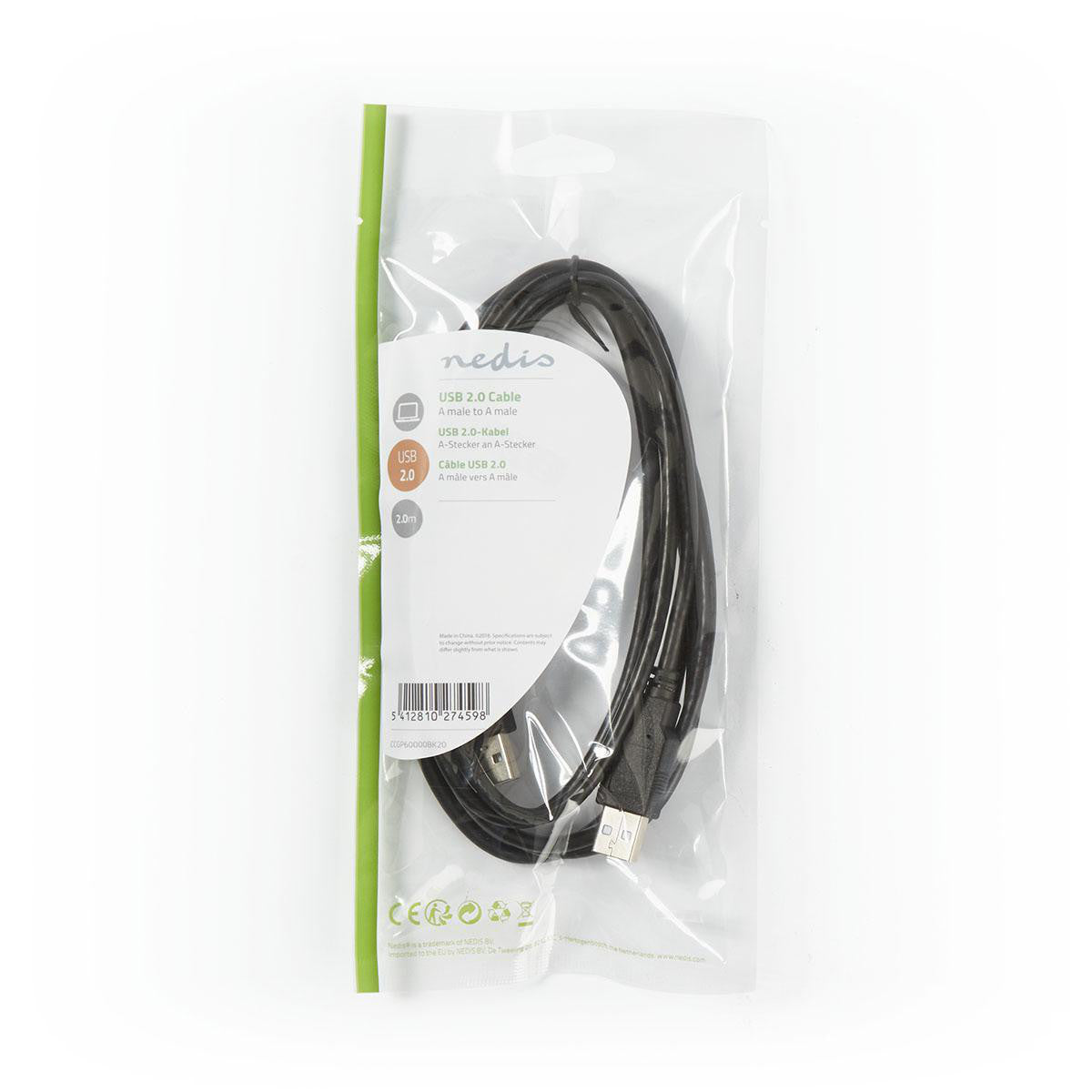 Cable USB 2.0 | A Macho - 2,0 m Negro