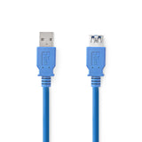 Cable USB USB 3.2 de 1.ª generación | USB-A macho | USB-A hembra | 5 Gb/s | niquelado | 1,00 metros | Azul