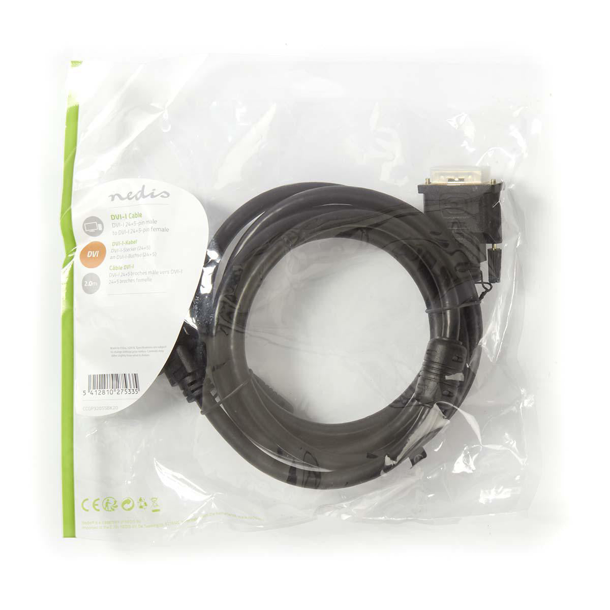 Cable DVI | Dvi-i Macho de 24+5 Pines - Hembra 2,0 m Negro