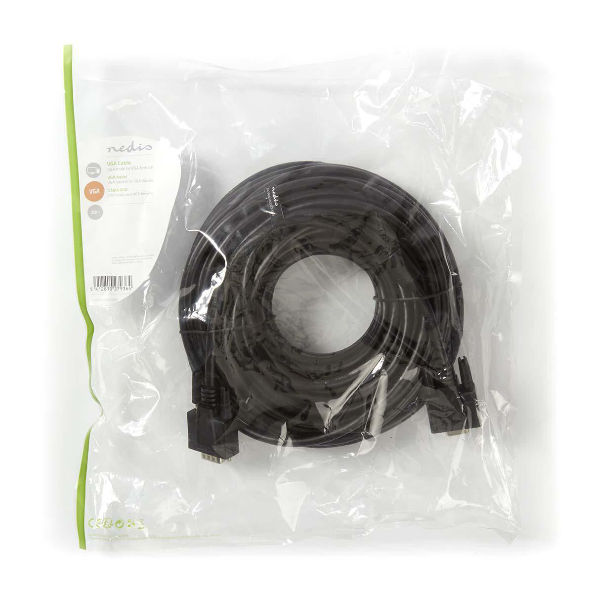 Cable VGA | Macho - Hembra 20 m Negro