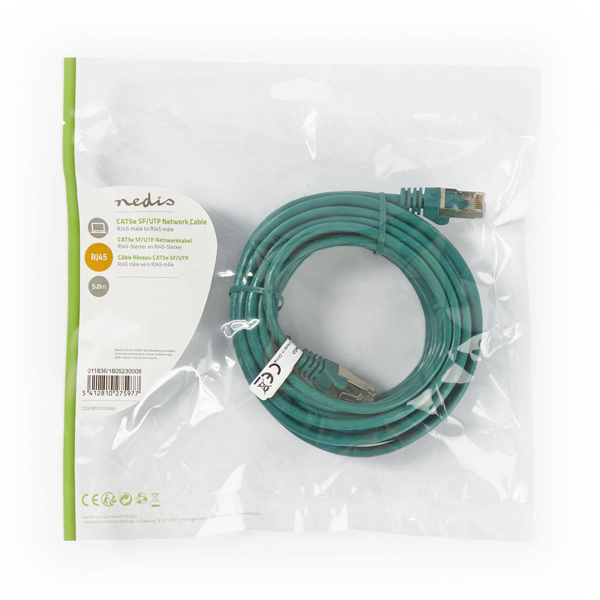 Cable de Red Cat5e Sf/utp | Rj45 Macho - 5,0 m Verde