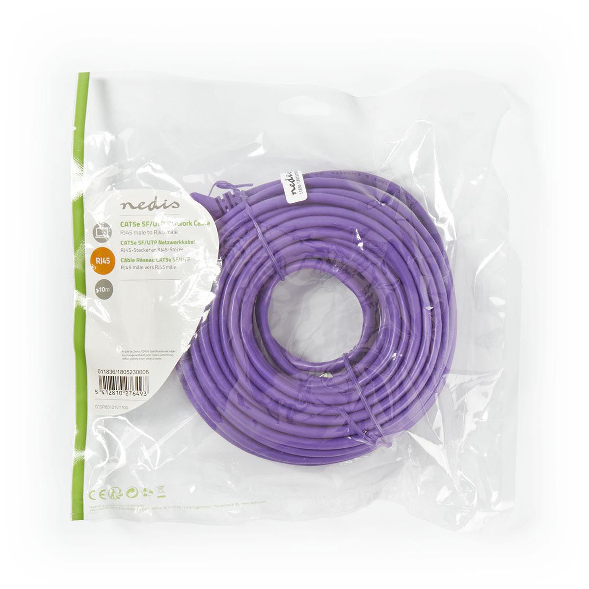 Cable Cat 5e | Sf/utp Rj45 (8p8c) Macho 10.0 m Redondo PVC Violeta Bolsa Polybag