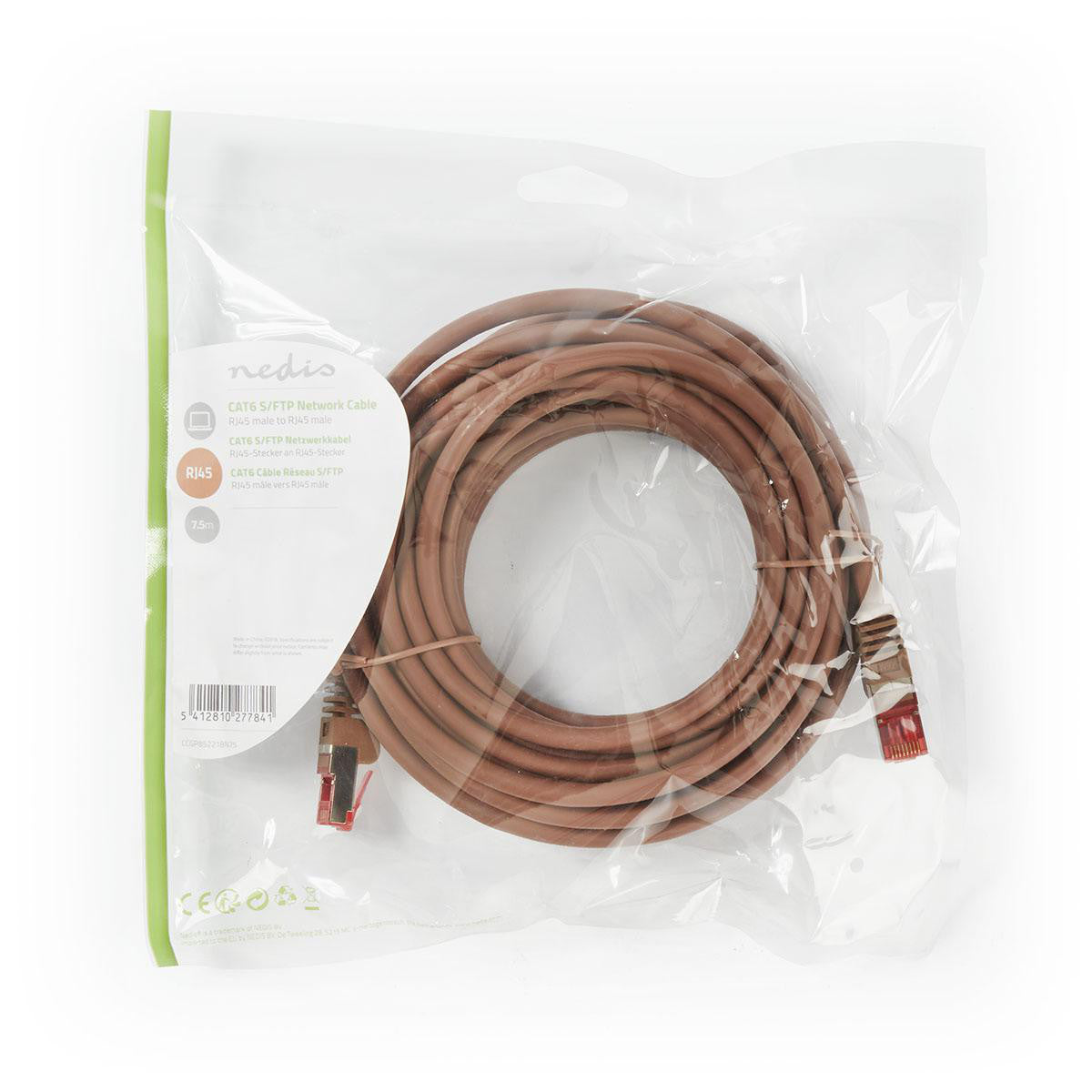 Cable de Red Cat6 S/ftp | Rj45 Macho - 7,5 m Marrón