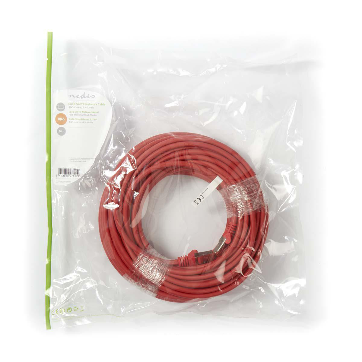 Cable de Red Cat6 S/ftp | Rj45 Macho - 20 m Rojo Cables