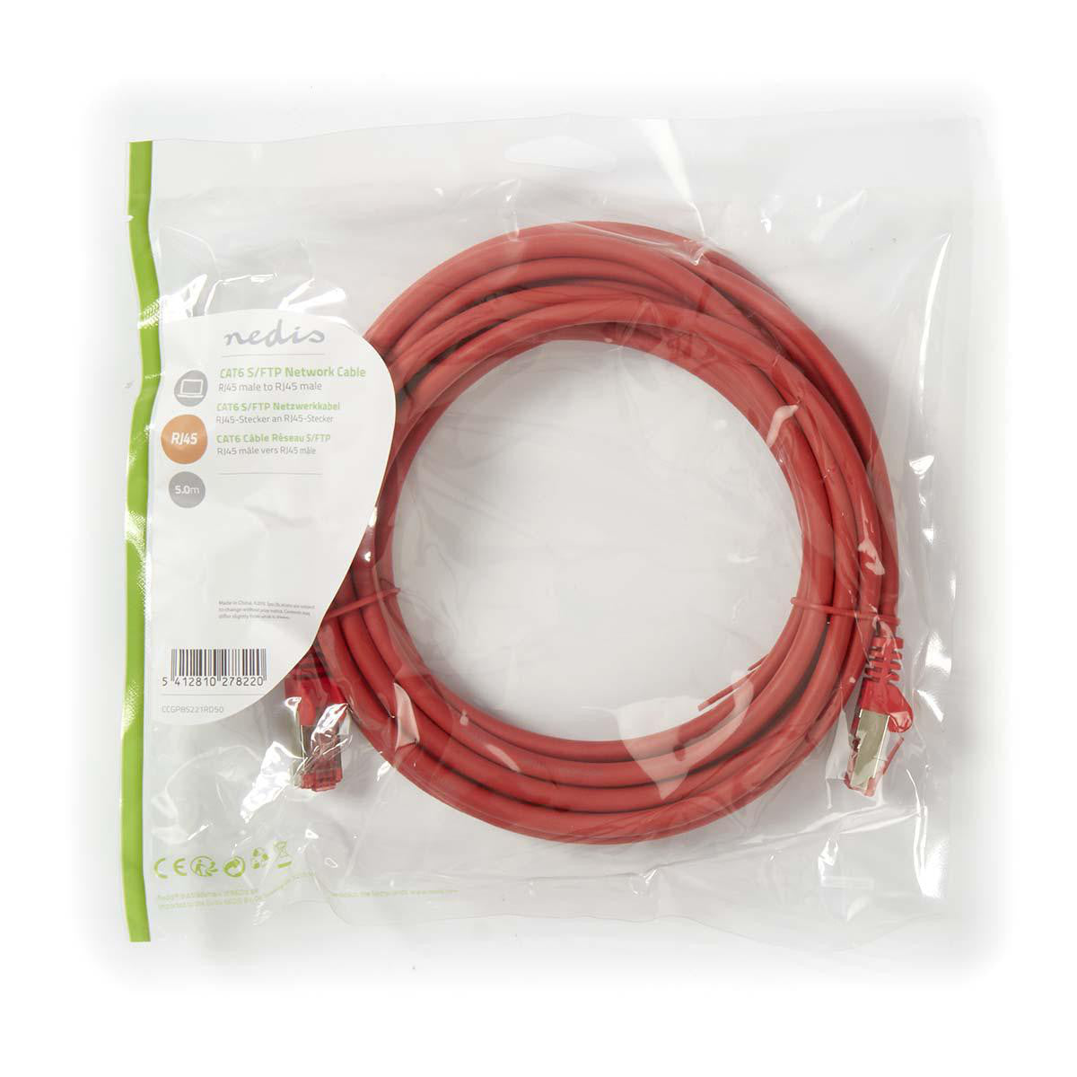 Cable de Red Cat6 S/ftp | Rj45 Macho - 5,0 m Rojo