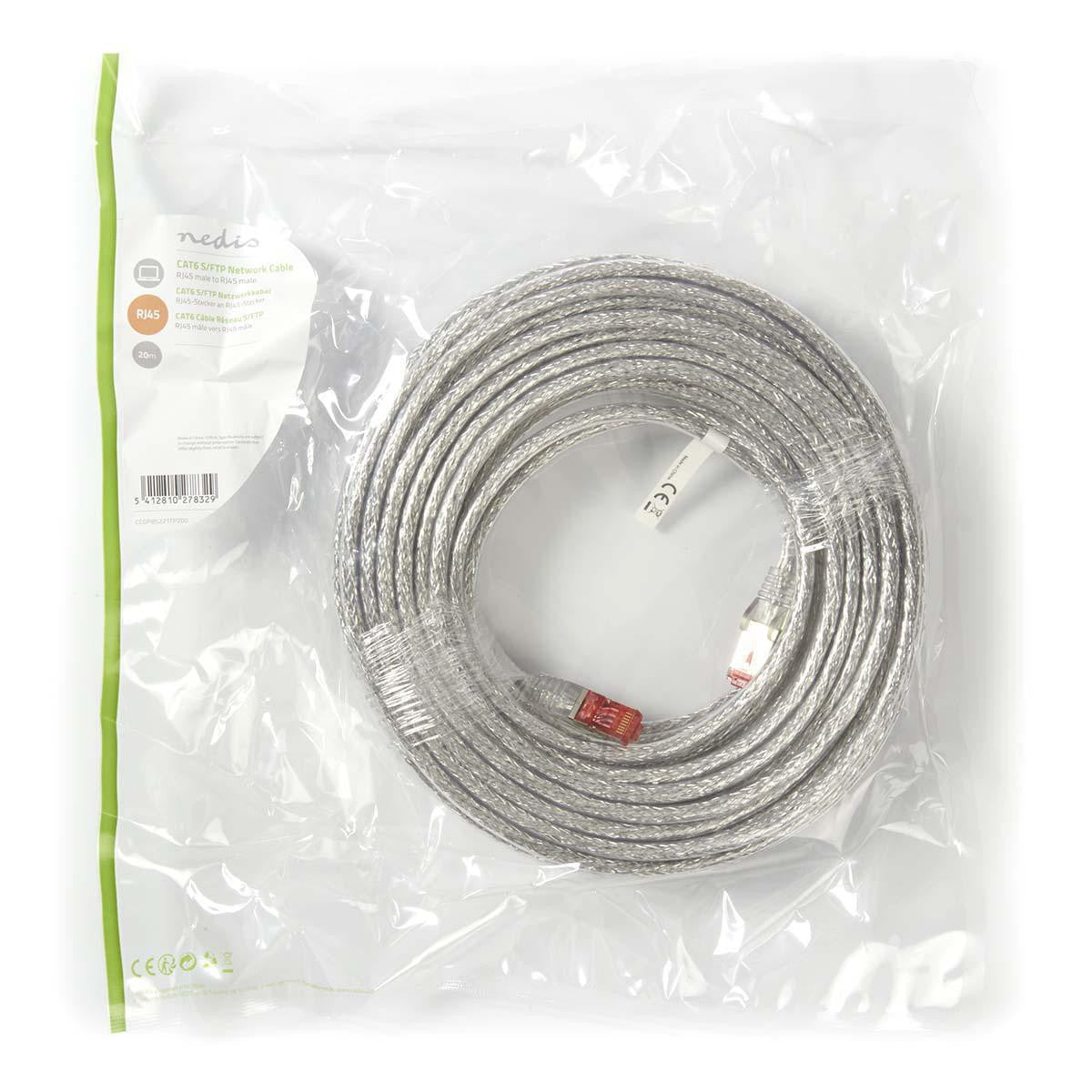 Cable de Red Cat6 S/ftp | Rj45 Macho - 20 m Transparente