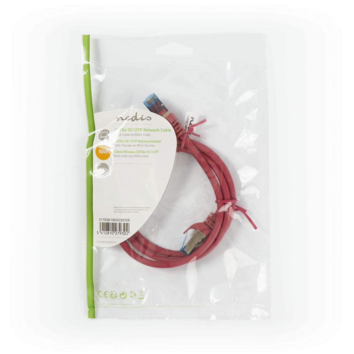 Cable de Red Cat6a Sf/utp | Rj45 Macho - 1,0 m Rojo Cables