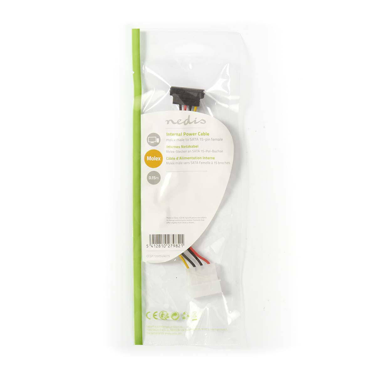 Cable de Alimentación Interno | Molex Macho - Sata 7 Pines Hembra en Ángulo 90° 0,15 m Varios