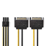 Cable de Alimentación Interno | 2 x Sata 15 Pines Macho - PCI Express Hembra 0,15 m Varios