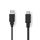 Cable USB 2.0 | A Macho - Micro 2,0 m Negro Cables