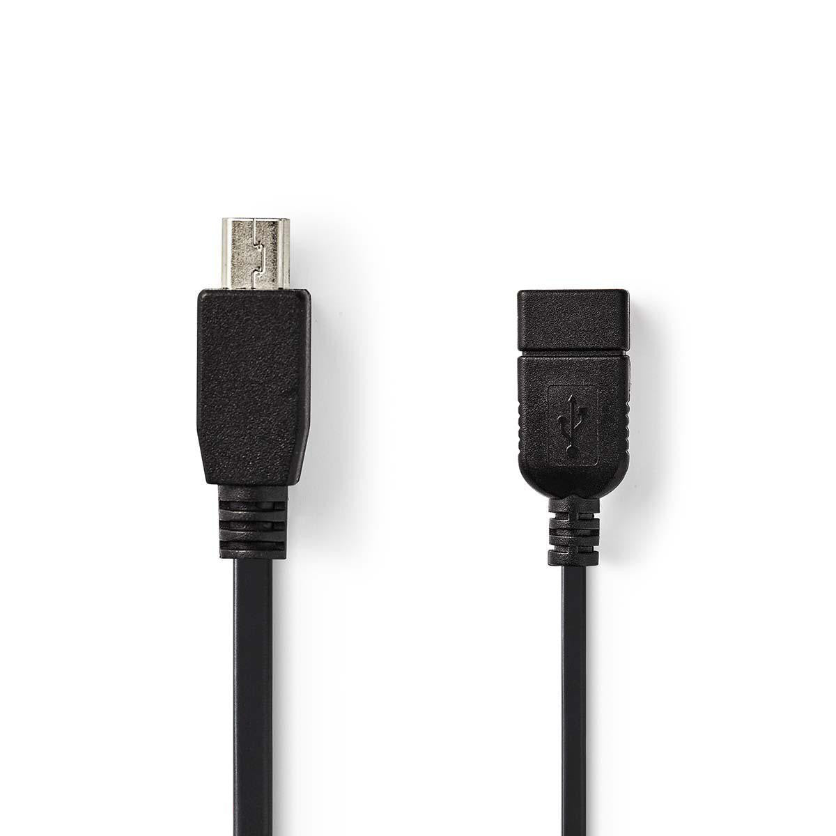 Cable Adaptador USB 2.0 | Mini de 5 Pines Macho - A Hembra 0,2 m Negro