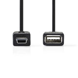 Cable Adaptador USB 2.0 | Mini de 5 Pines Macho - A Hembra 0,2 m Negro