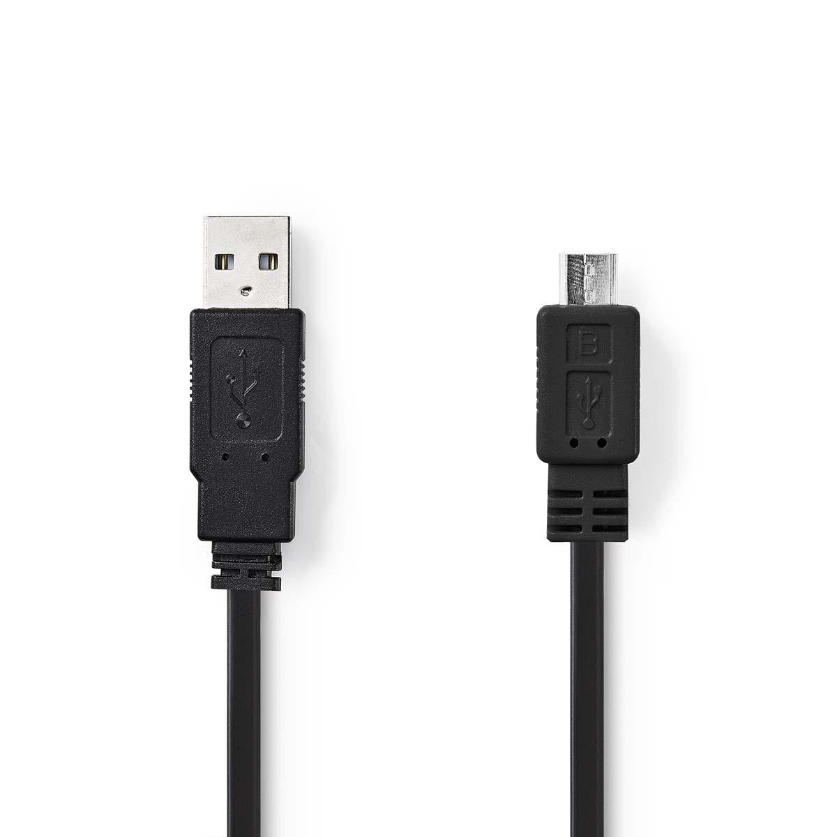 Cable Plano USB 2.0 | A Macho - Micro B 1,0 m Negro