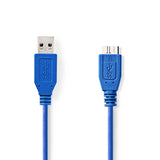 Cable USB 3.0 | A Macho - Micro B 2,0 m Azul Cables