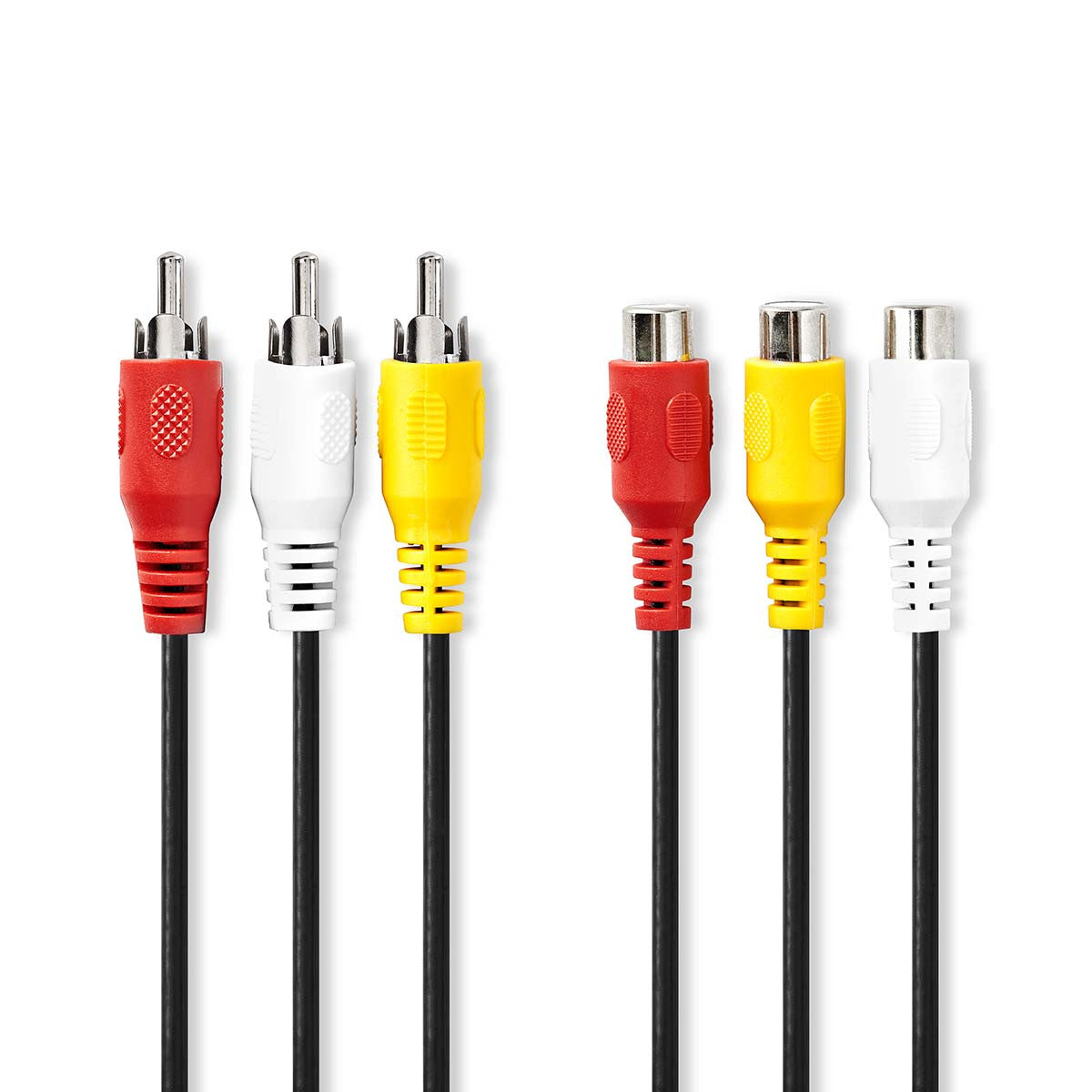 Cable de Vídeo Compuesto | 3x RCA Macho - Hembra 2,0 m Negro Adaptador