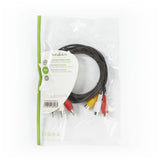 Cable de Vídeo Compuesto | 3x RCA Macho - Hembra 2,0 m Negro Adaptador