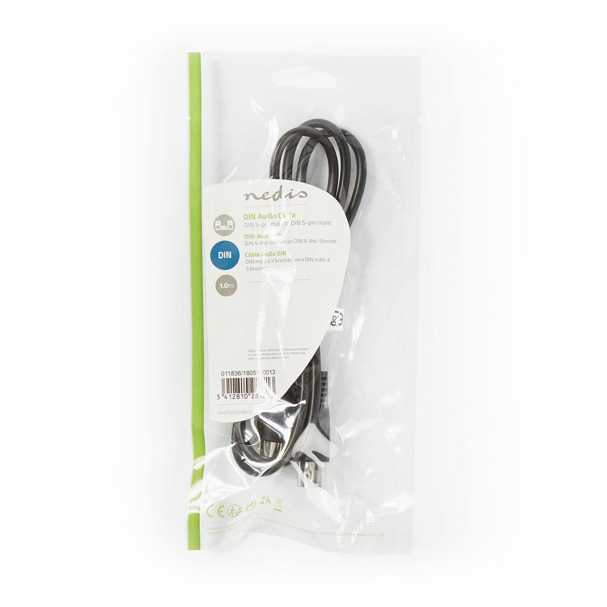 Cable de Audio DIN | 5 Pines Macho - 1,0 m Negro