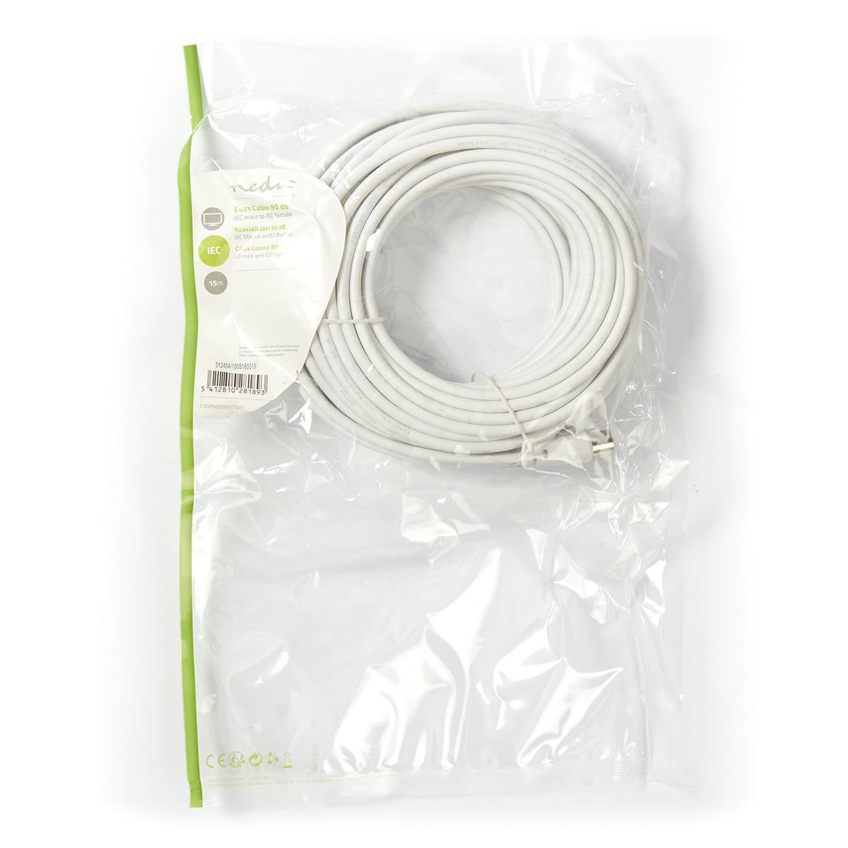 Cable Coaxial de 90 dB | IEC (Coaxial) Macho - Hembra 15 m Blanco Cables