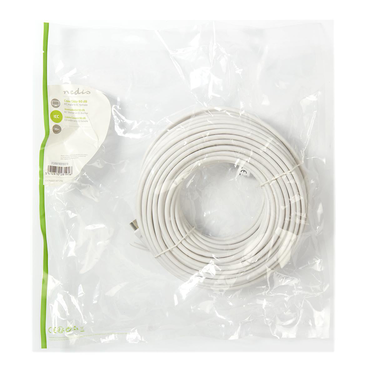 Cable Coaxial de 90 dB | IEC (Coaxial) Macho - Hembra 0,25 m Blanco